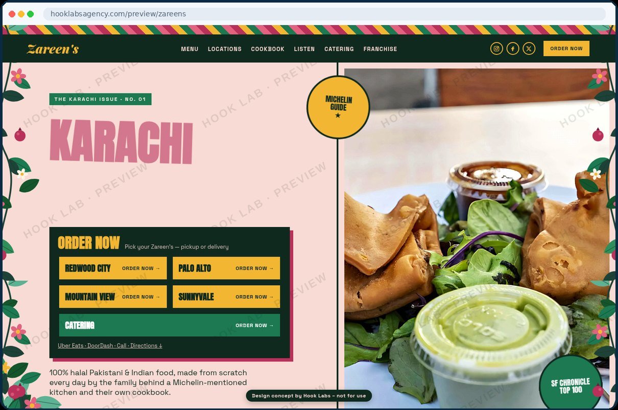 Zareen's website preview